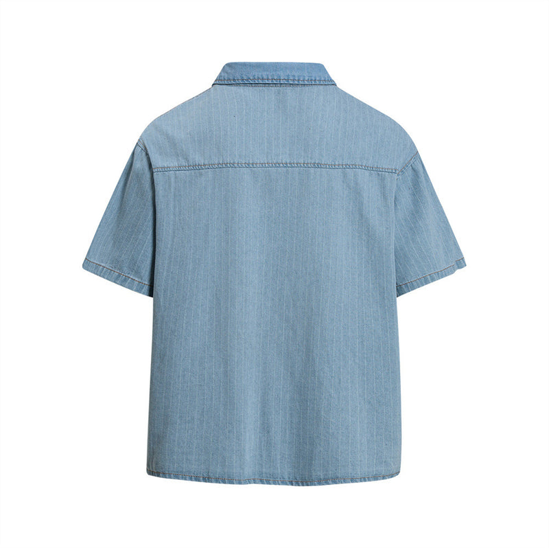 Vintage Polo Club Badge Embroidered Denim Short Sleeve Shirt