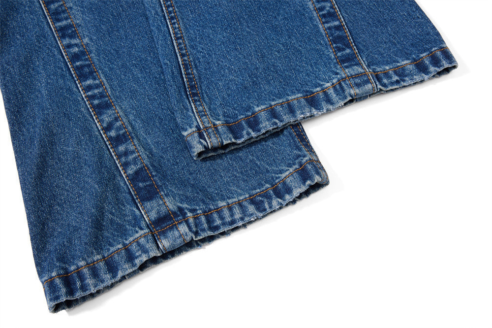 Herren Vintage-Washed-Wide-Leg-Flare-Jeans – Entspannte Passform, Used-Denim