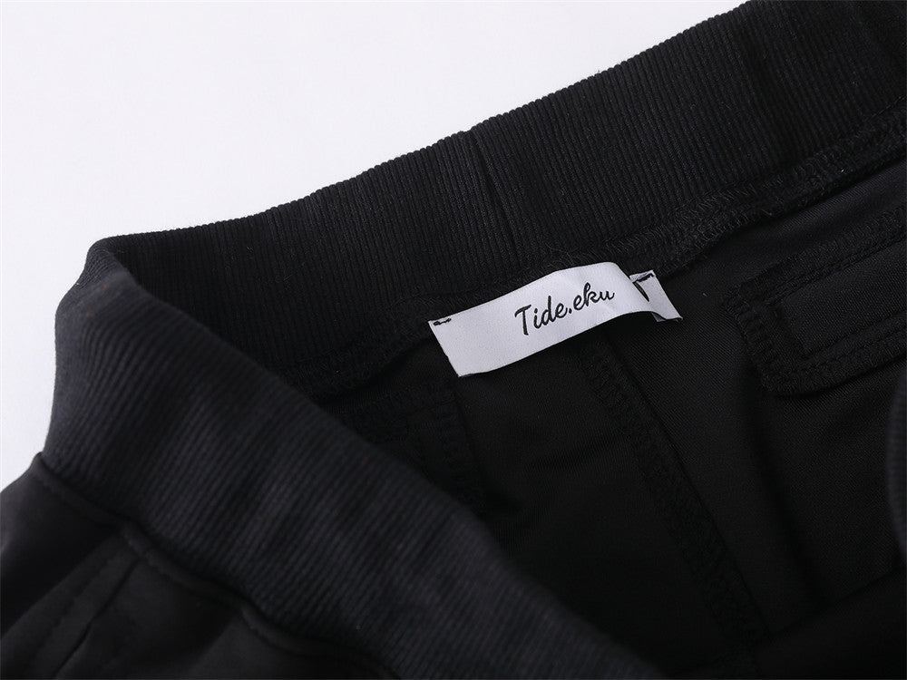 Pantalon de jogging flare wide leg homme avec imprimé script et taille élastique