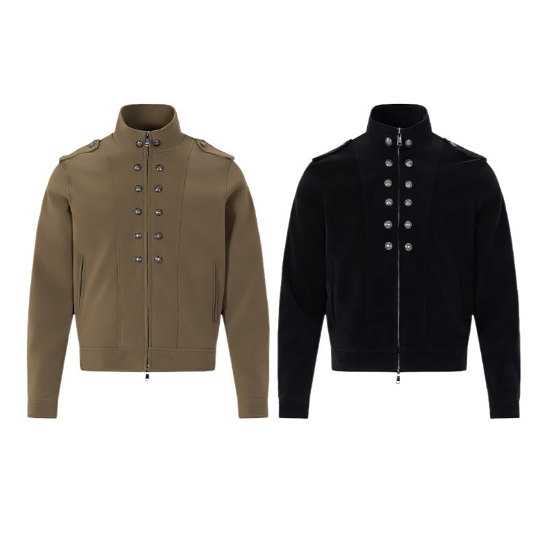 Jacke im Military-Stil mit Stehkragen und zweireihigem Knopfdetail