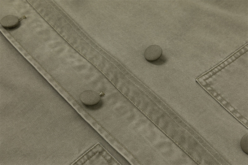Oversized Workwear Jacket – Men's Olive Double-Breasted Utility Coat
