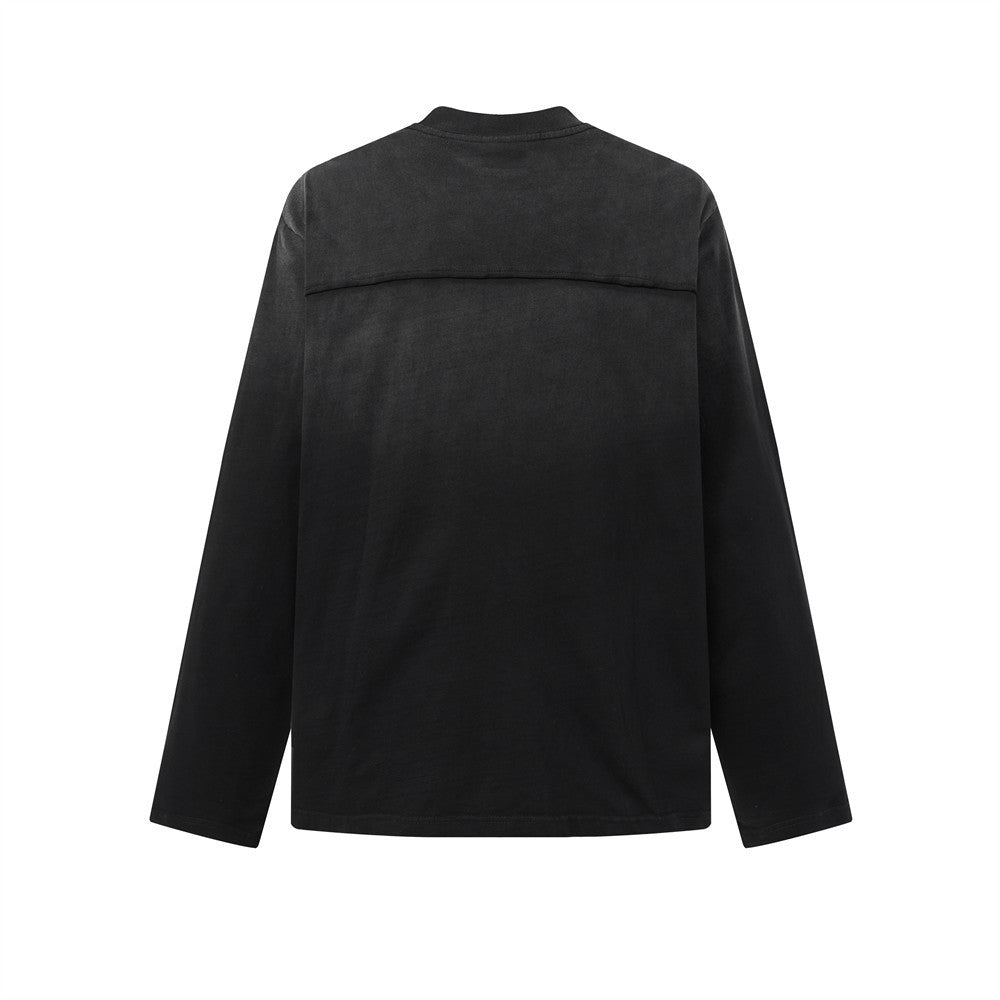 Top homme à manches longues délavé et déconstruit, à cordons de serrage – Chemise streetwear punk