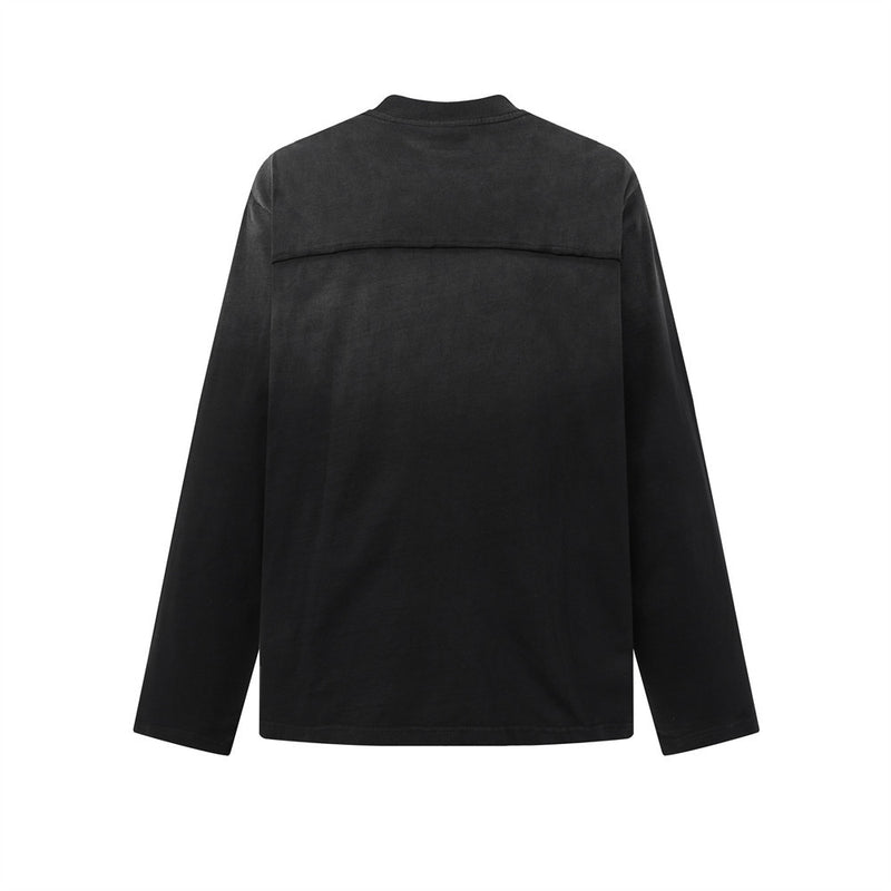 Top homme à manches longues délavé et déconstruit, à cordons de serrage – Chemise streetwear punk