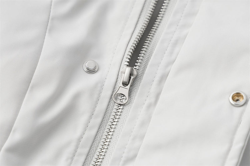 Oversized Puffer Bomber Jacket – Stand Collar, Geometric Seam Detail