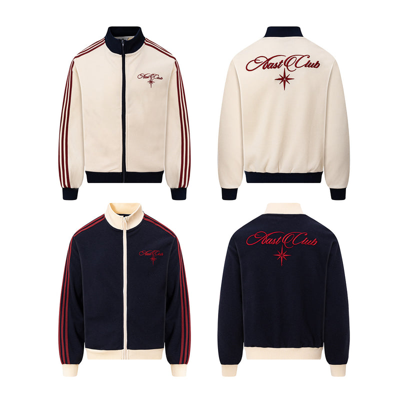 Veste de survêtement en maille gaufrée Nast Club avec logo brodé et manches rayées