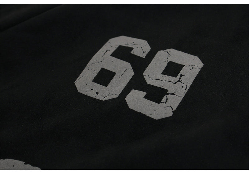 GLFS Colorblock Oversized Zip Up Hoodie – Distressed Letter Print, Dual Zipper