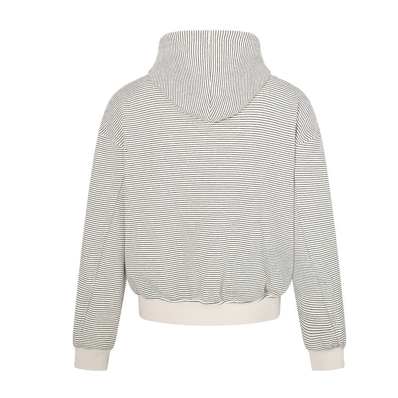 Gestreifter Zip-Hoodie im kastigen Oversized-Schnitt mit Fleece-Innenfutter