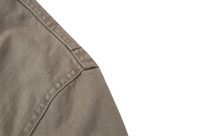 Men Zip-Up Jacket with Multi-Pocket Design – Vintage Washed Workwear Overshirt