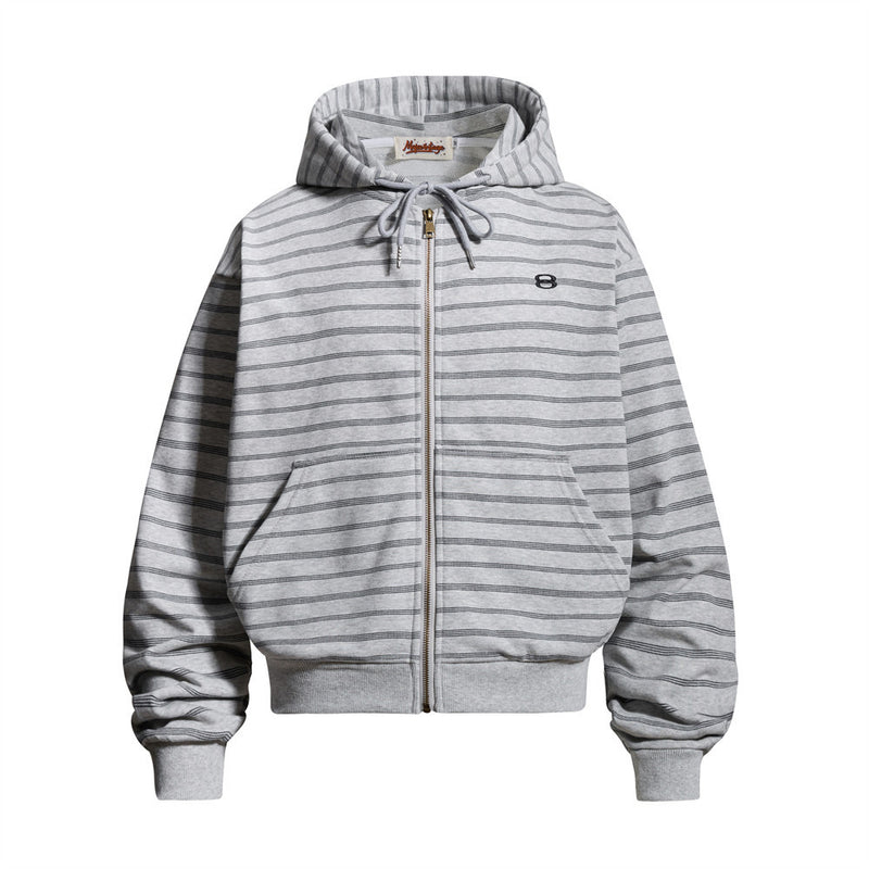 Striped Zip-Up Hoodie – Oversized Relaxed Fit Full-Zip Sweatshirt