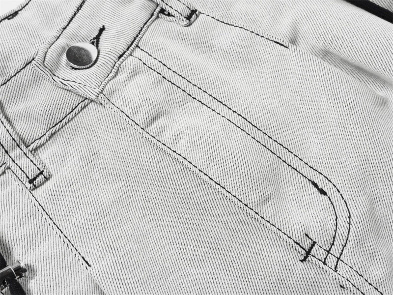 Wide-Leg Jeans Men's Deconstructed Contrast Stitch Baggy Denim Pants