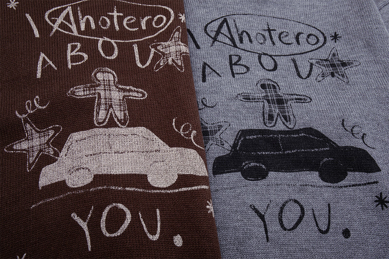 Crew Neck Graphic Knit Sweater – Retro American Campus Style