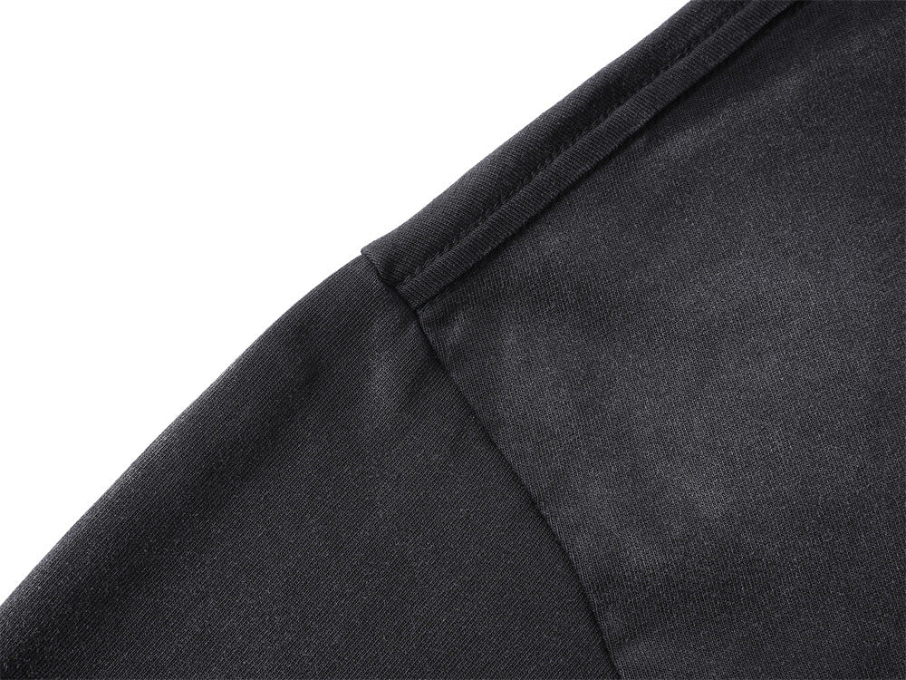 Long Sleeve T-Shirt with Cross & Flame Graphic, Distressed Washed Cotton