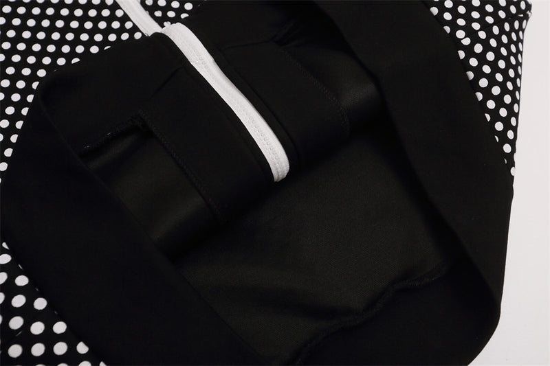 Men's Polka Dot Track Jacket – Stand Collar Full-Zip Sport Coat with Stripe