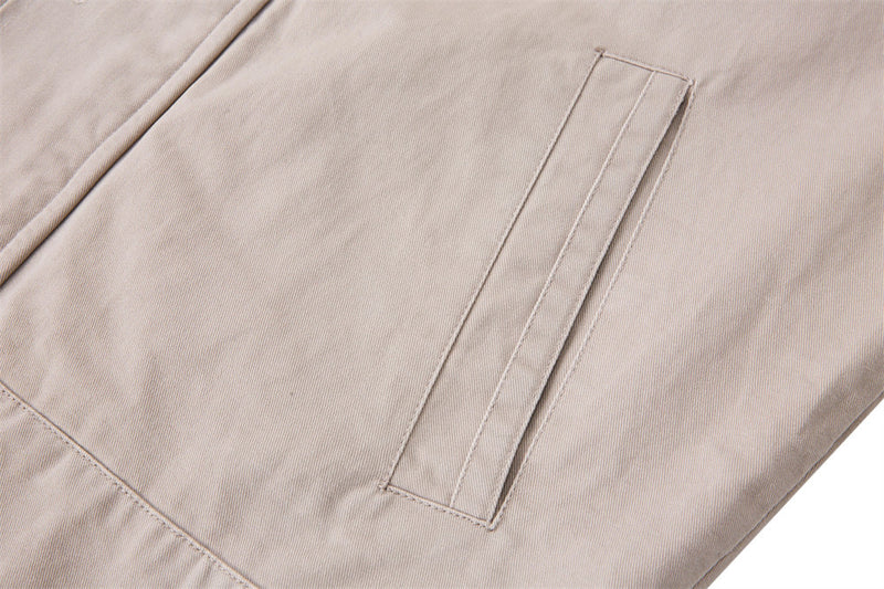 Men's Funnel-Neck Cropped Jacket – Solid Color Streetwear Harrington