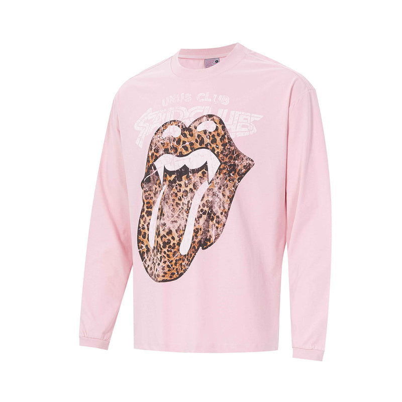 レオパード柄リップロゴ 長袖グラフィックTシャツ
