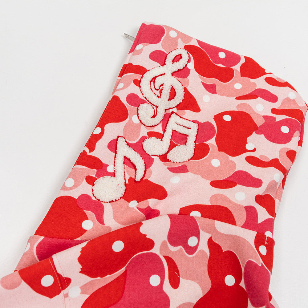 Men's Camo Zip-Up Hoodie with Music Note Embroidery – Oversized Streetwear