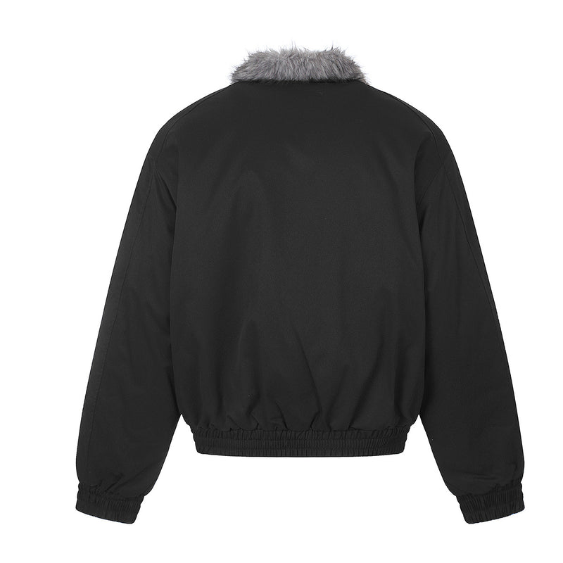 Faux Fur Collar Padded Bomber Jacket – Oversized Flight Jacket