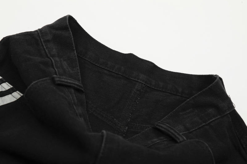 Wide-Leg Deconstructed Jeans with Triple Side Stripes – Loose Fit Baggy Denim