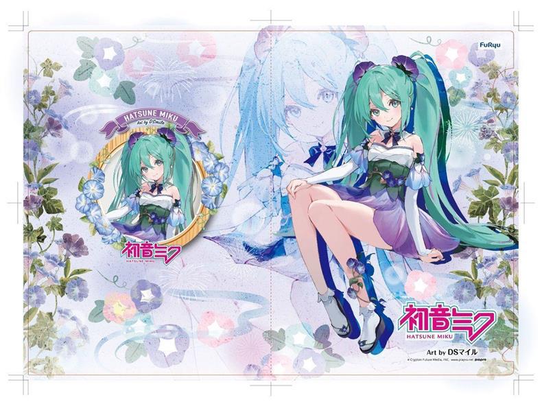 The 13.5cm PVC figure illustrates an anime character by the name of Hatsune Miku with long teal hair, detailed purple and white outfit, and a crossed-leg sitting pose amidst floral elements reminiscent of fairy-inspired design. Ideal for display.