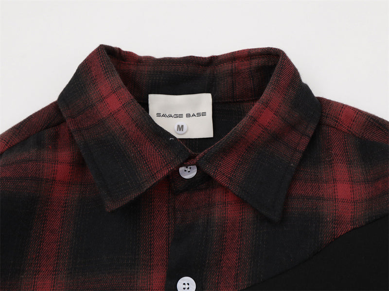 Camisa de franela de cuadros con bloques de color para hombre – Manga larga con gráfico de calavera