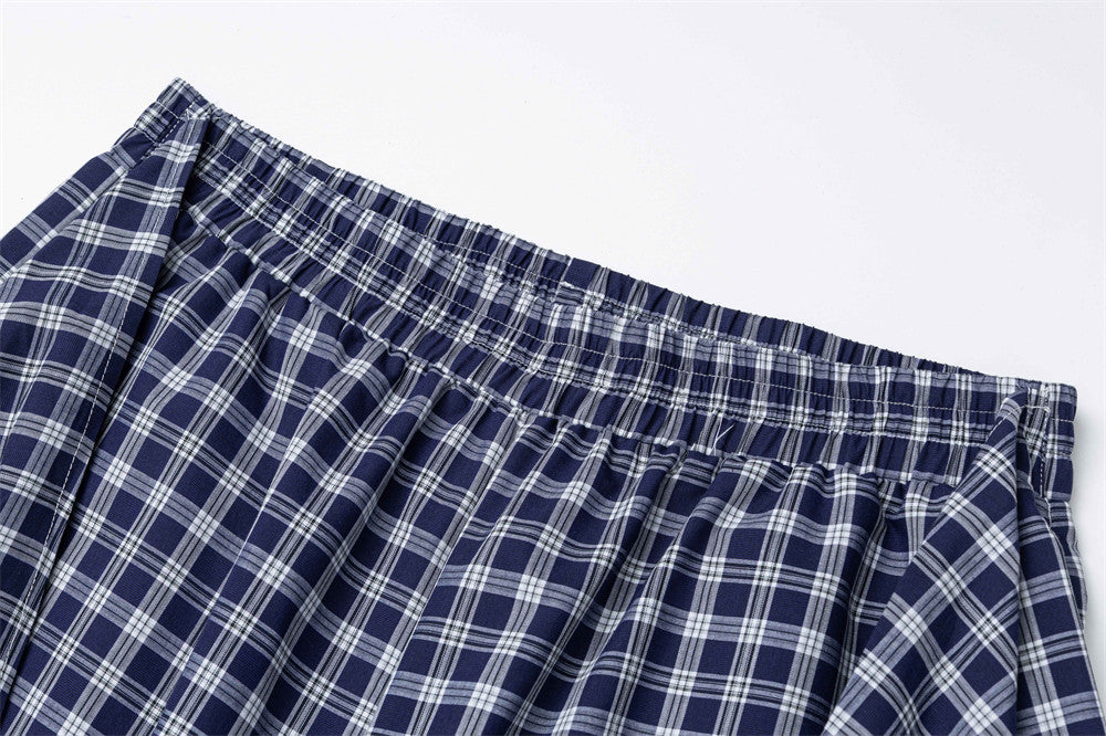 Plaid Wide-Leg Pants with Apron Overlay – Relaxed Fit Japanese Streetwear