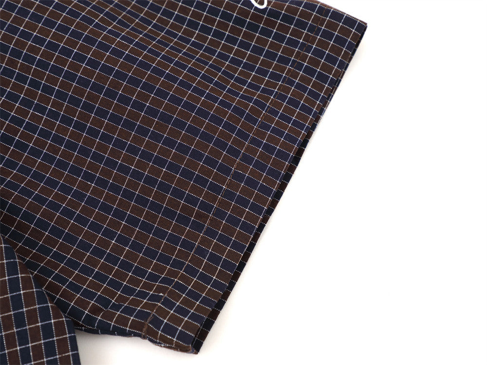 Plaid Short Sleeve Shirt with Pearl Studs – Oversized Hip Hop Streetwear