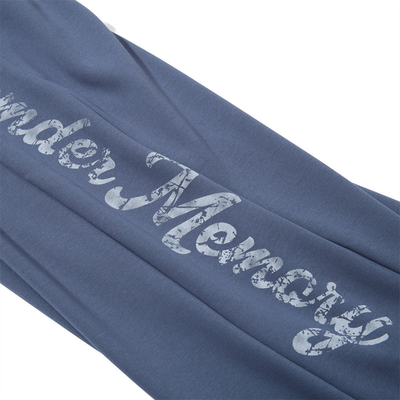 Men's Wide-Leg Sweatpants with Letter Print & Contrast Ribbed Waistband