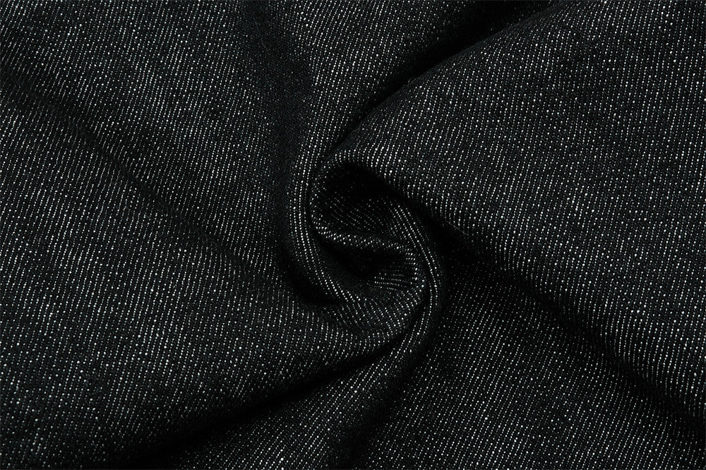 Men's Wide-Leg Black Jeans – Dragon Embroidery Straight Leg Denim