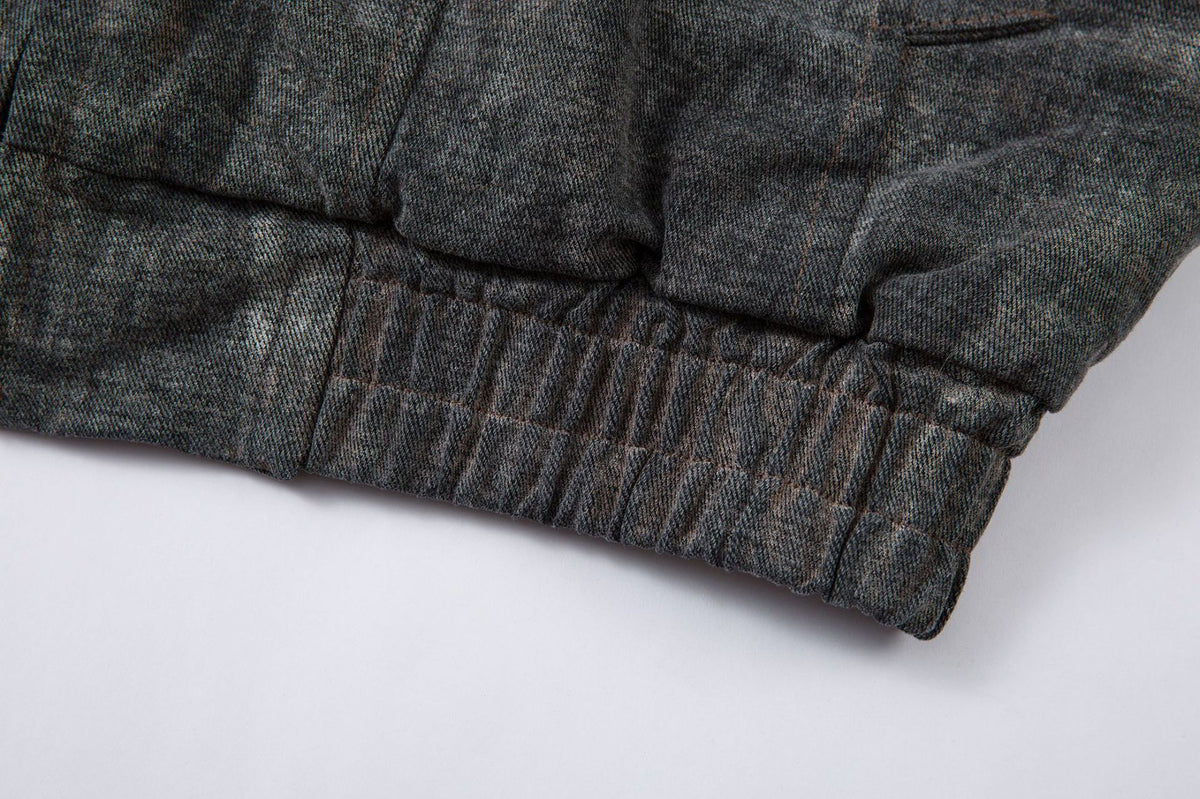 Washed Denim Bomber Jacket with Faux Fur Hood – Vintage American Style