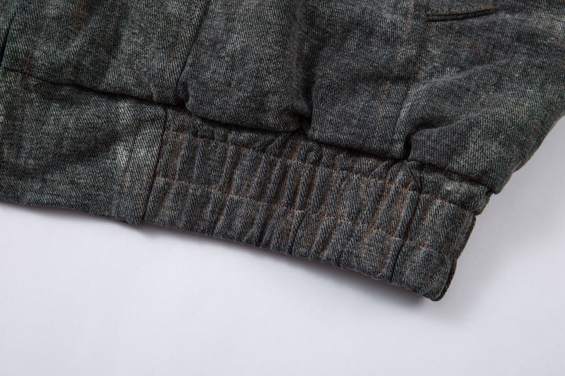 Washed Denim Bomber Jacket with Faux Fur Hood – Vintage American Style