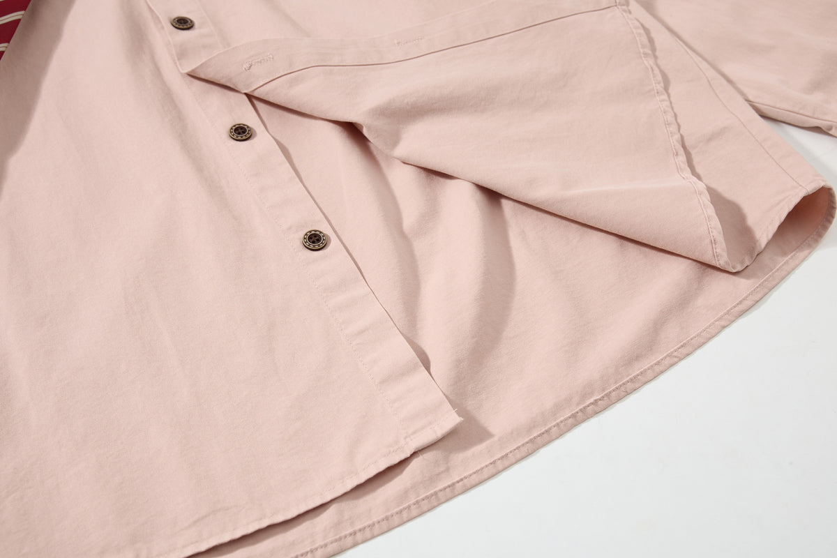 Tan Long Sleeve Shirt with Detachable Tie – Heart & Hook Embroidered Campus