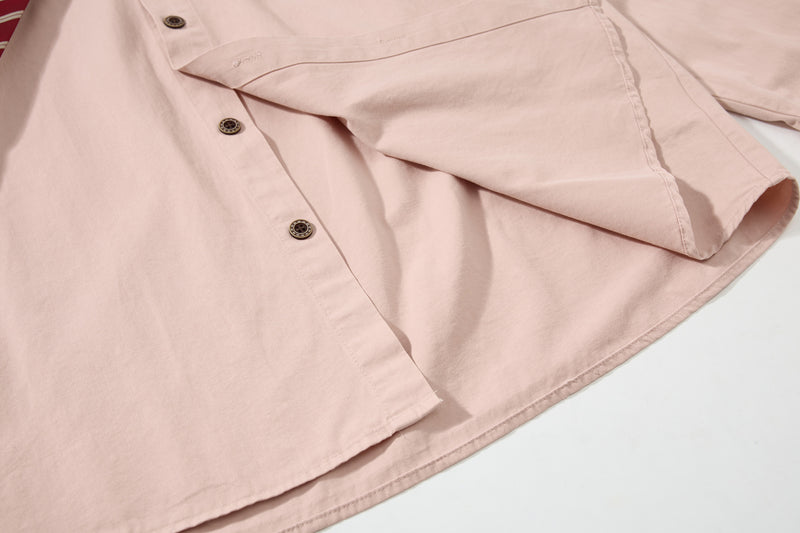 Tan Long Sleeve Shirt with Detachable Tie – Heart & Hook Embroidered Campus