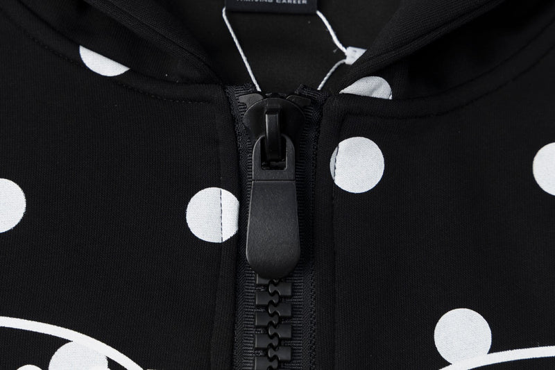 Sweat à capuche zippé à pois avec ailes d’ange et capuche oversize