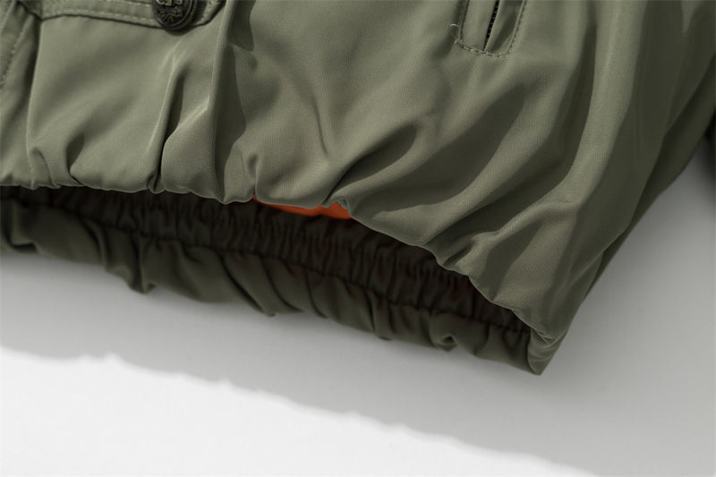 Men's Double-Breasted Padded Jacket with Leopard Faux-Fur Collar