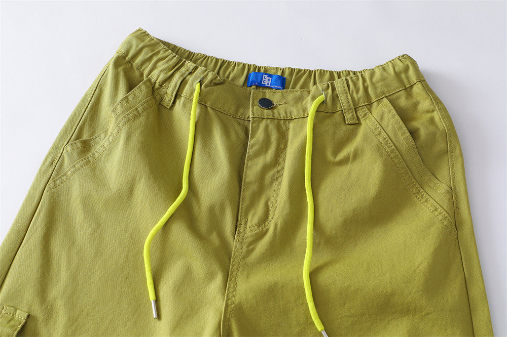 Men's Baggy Cargo Pants – Wide Leg Drawstring Parachute Trousers with
