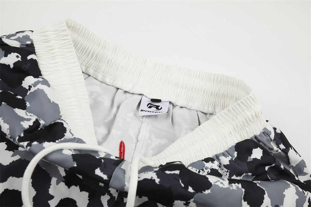 Camo Print Embroidered Wide-Leg Balloon Pants
