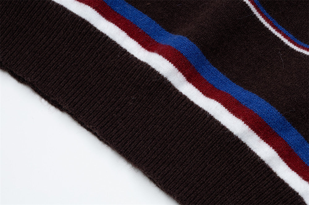 Men's Striped Polo Collar Knit Sweater – Relaxed Fit Long Sleeve