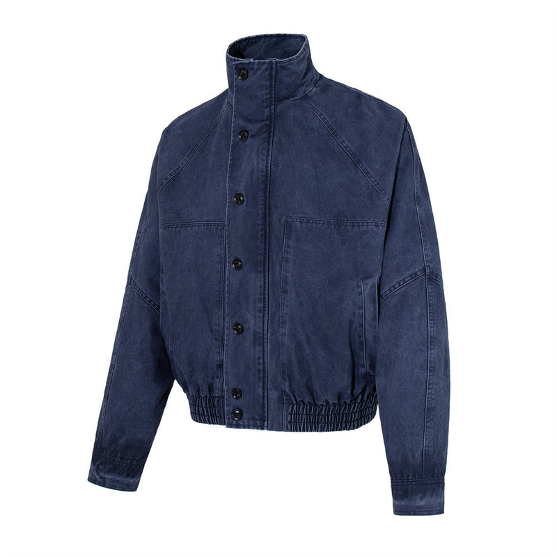 Blouson bomber en canvas lavé à col montant – Style workwear oversize