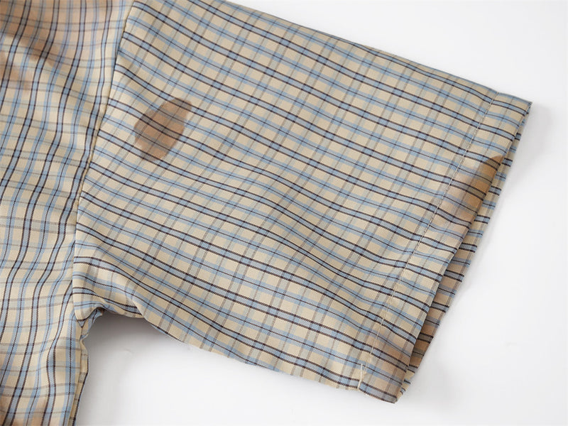 Plaid Short-Sleeve Shirt – Tie-Dye Washed Oversized Fit