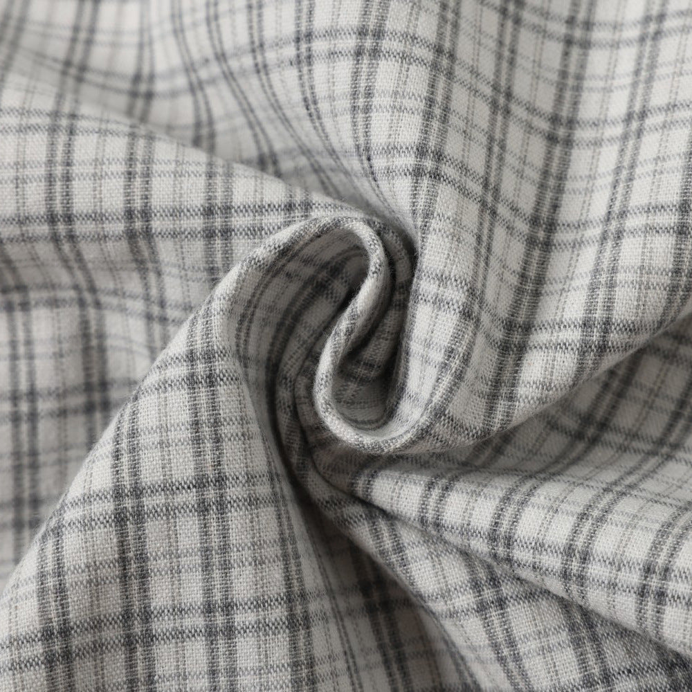 Plaid Long-Sleeve Button-Up Shirt – Relaxed Fit with Embroidered Logo