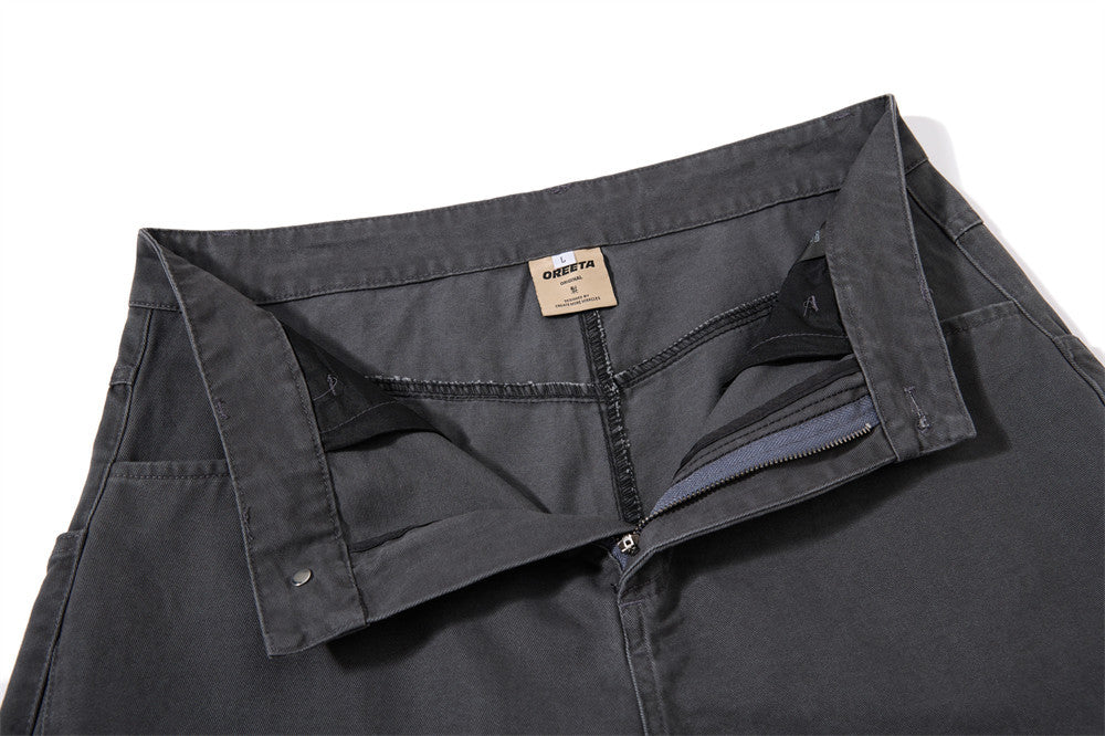 Baggy Cargo Pants Mens Wide-Leg Barrel Fit Vintage Washed Trousers