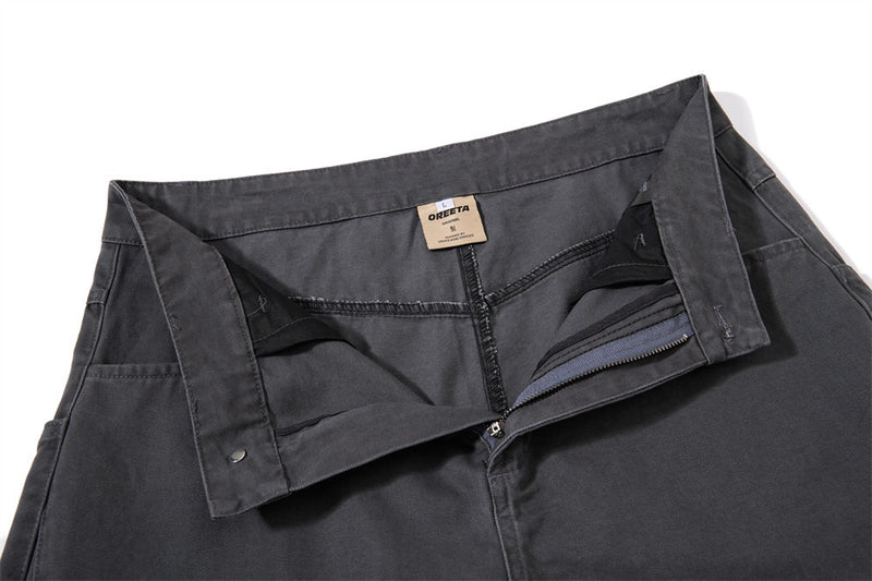 Baggy Cargo Pants Mens Wide-Leg Barrel Fit Vintage Washed Trousers
