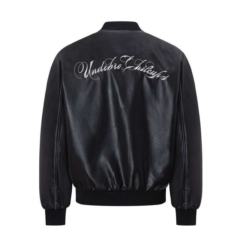 Leather Bomber Jacket Men – PU Punk Tribal Embroidery Oversized Varsity Jacket