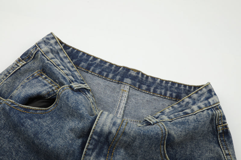 Jean baggy à jambes larges avec poches arrière graphiques – Coupe tonneau oversize