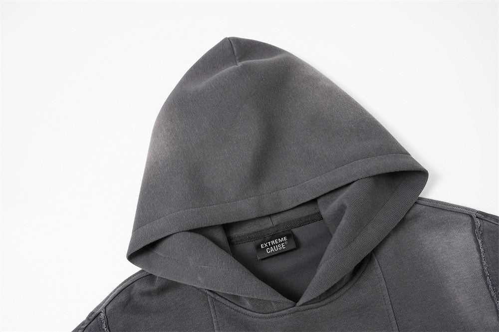 Hoodie oversize à enfiler, patchwork déconstruit, délavé et usé