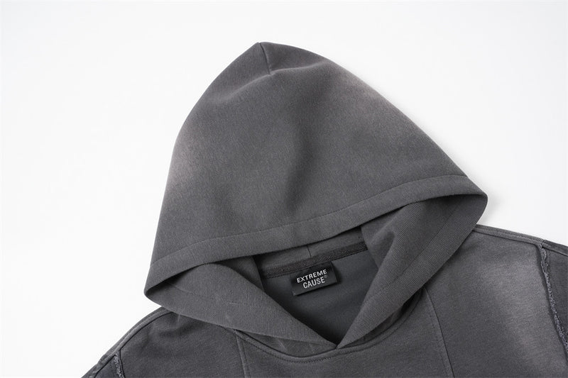 Hoodie oversize à enfiler, patchwork déconstruit, délavé et usé