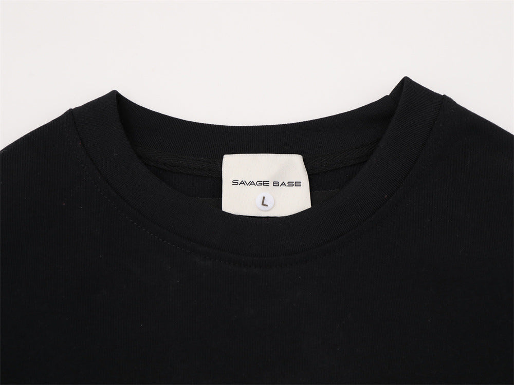 Savage Base Fake-Zweiteiler mit karierten Patchwork-Ärmeln – Oversized-Langarmshirt für Herren