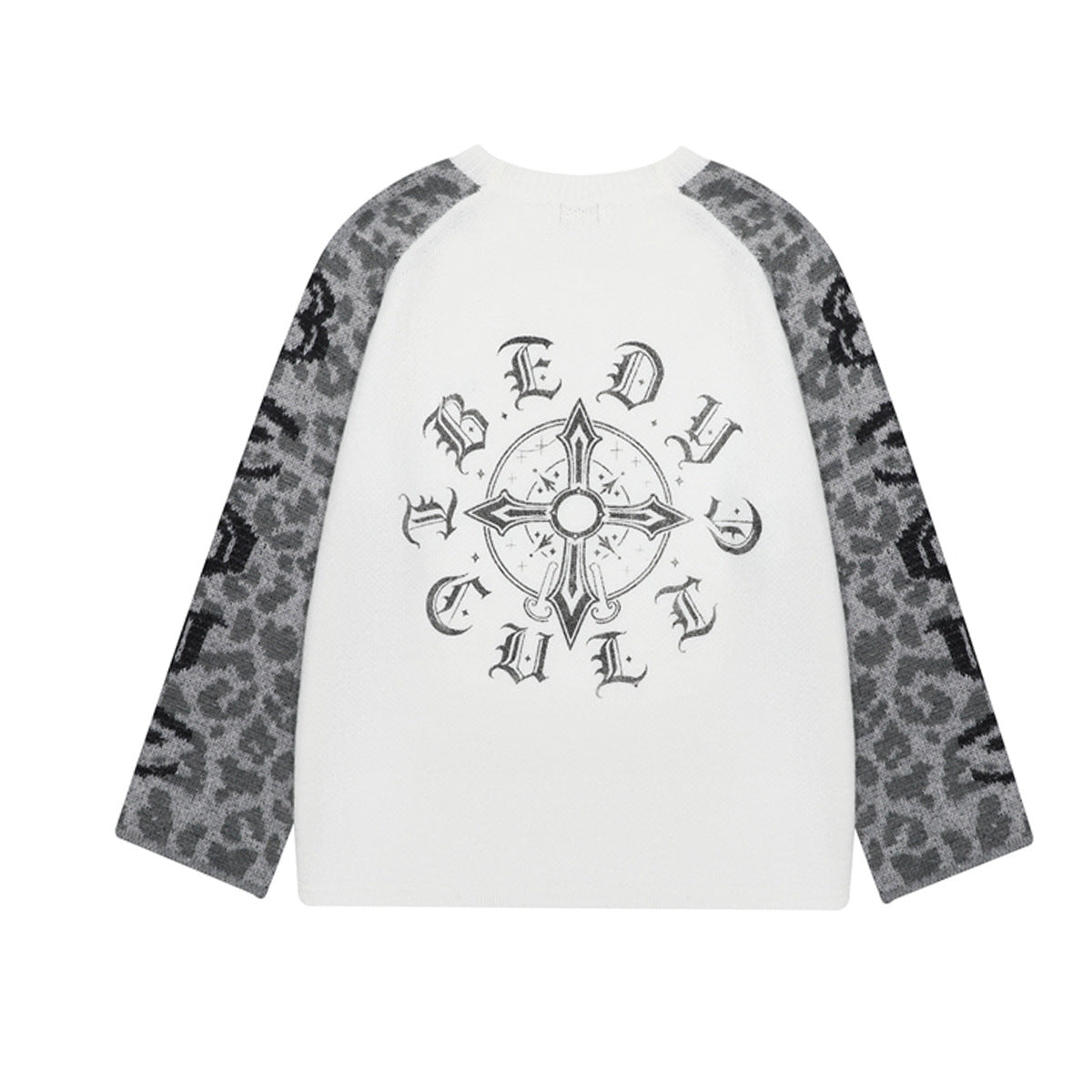 Leopard Print Raglan Knit Sweater – American Vintage Streetwear Crewneck