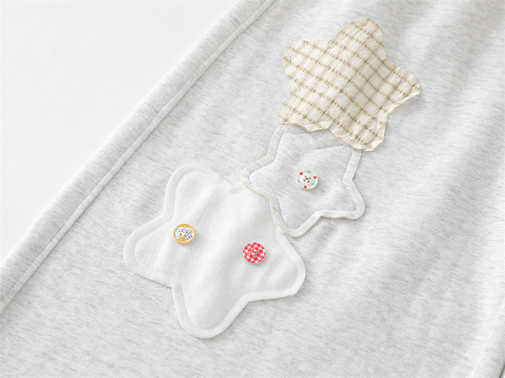 星型パッチ＆カラフルボタン装飾付きワイドレッグスウェットパンツ