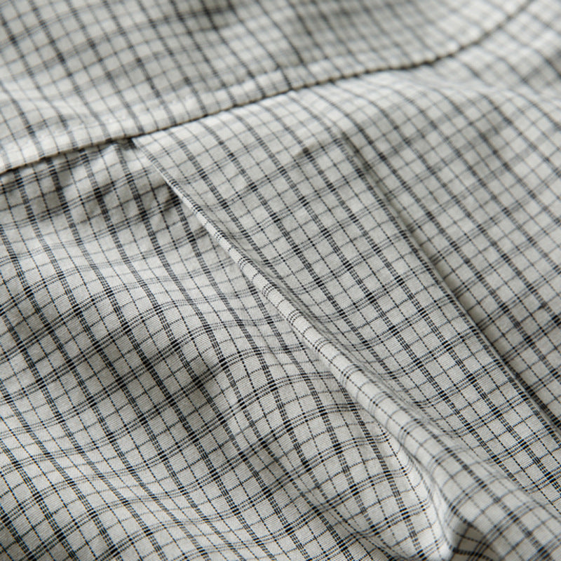 Oversized Plaid Long Sleeve Shirt – Relaxed Fit Japanese-Inspired Button-Up